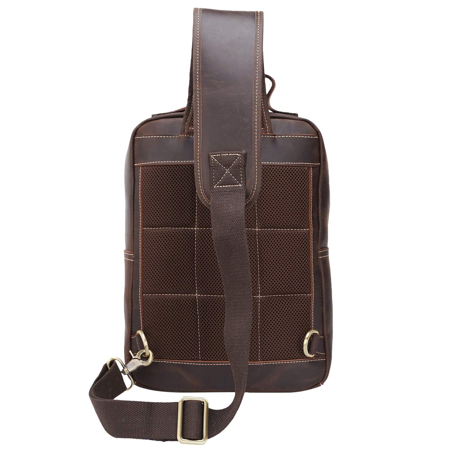Polare Full Grain Leather Shoulder Backpack - Durable Travel Rucksack & Messenger Crossbody Bag for Men & Women - Perfect for Work, Commuting, Hiking & Daily Use
