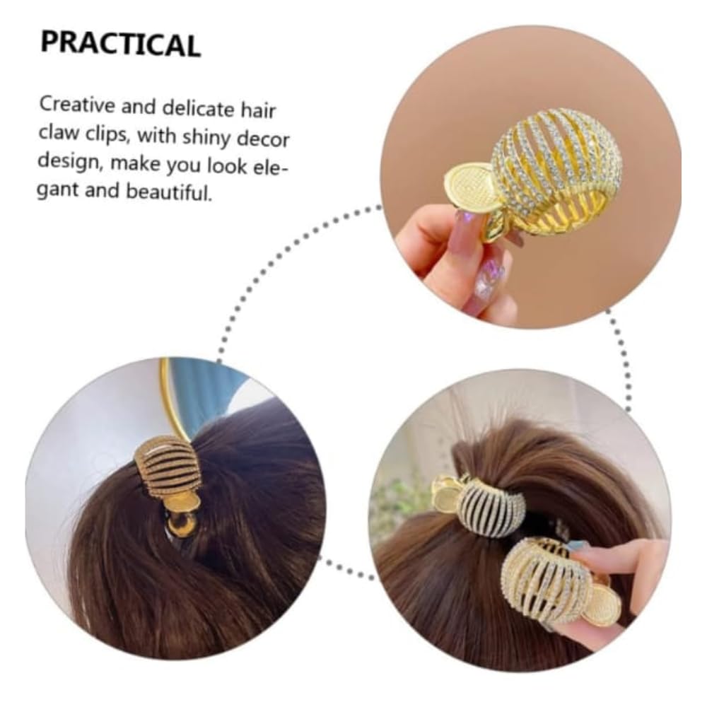 RSJ TRADERS - Rhinestone Ponytail Holder Metal Hair Claw Clip | Women & Girls Hair Accessories for Parties, Weddings & Everyday Style
