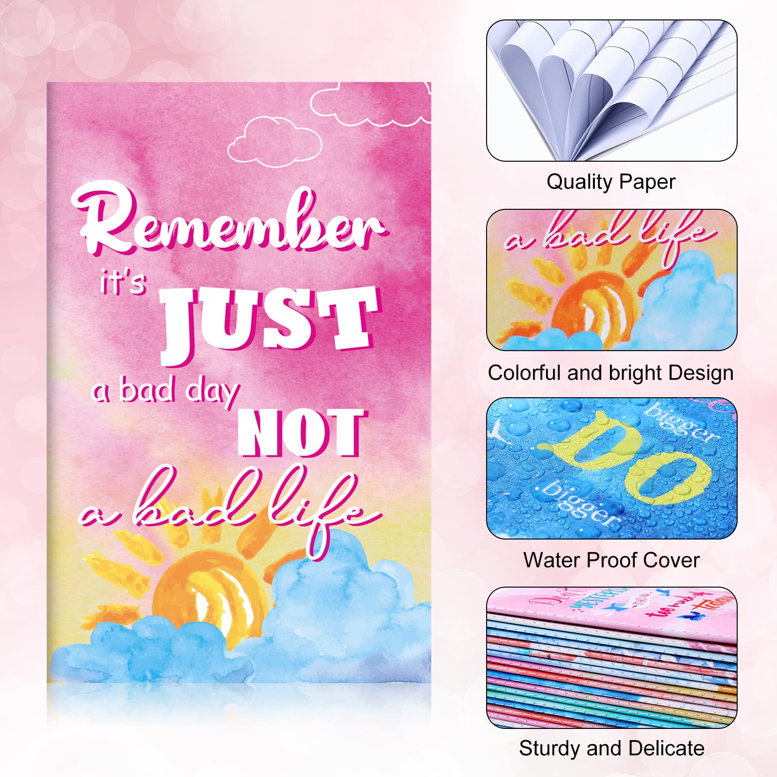 24-Pack Inspirational Notebooks for Women - Mini Motivational Journals, Small Notepads Bulk Set - Office, Travel, School, Gift Ideas - 12 Cute Styles (Containlol)