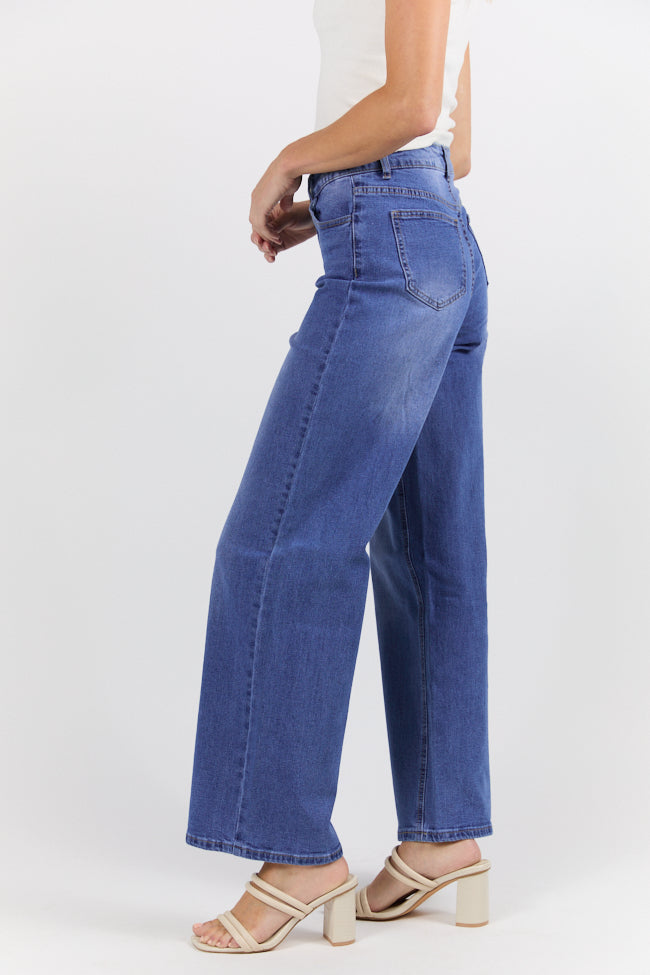 Monica Women's Medium Wash Relaxed Fit Jeans - Comfortable Stretch Denim Pants for Casual Wear & Everyday Outfits