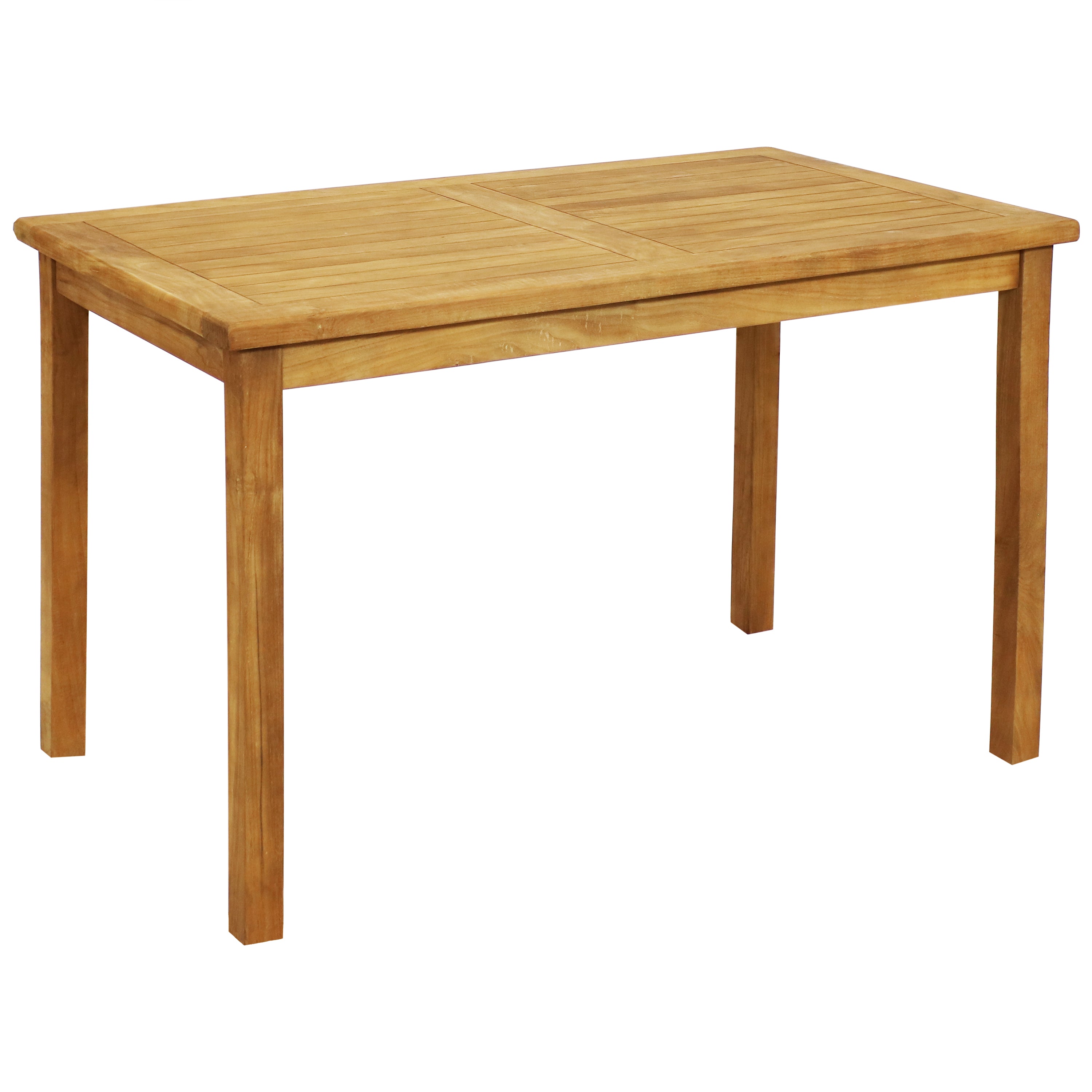 Sunnydaze Teak Rectangle Outdoor Dining Table with Stain Finish - 47 Inch Weather-Resistant Patio Furniture for Backyard, Garden, and Poolside Dining