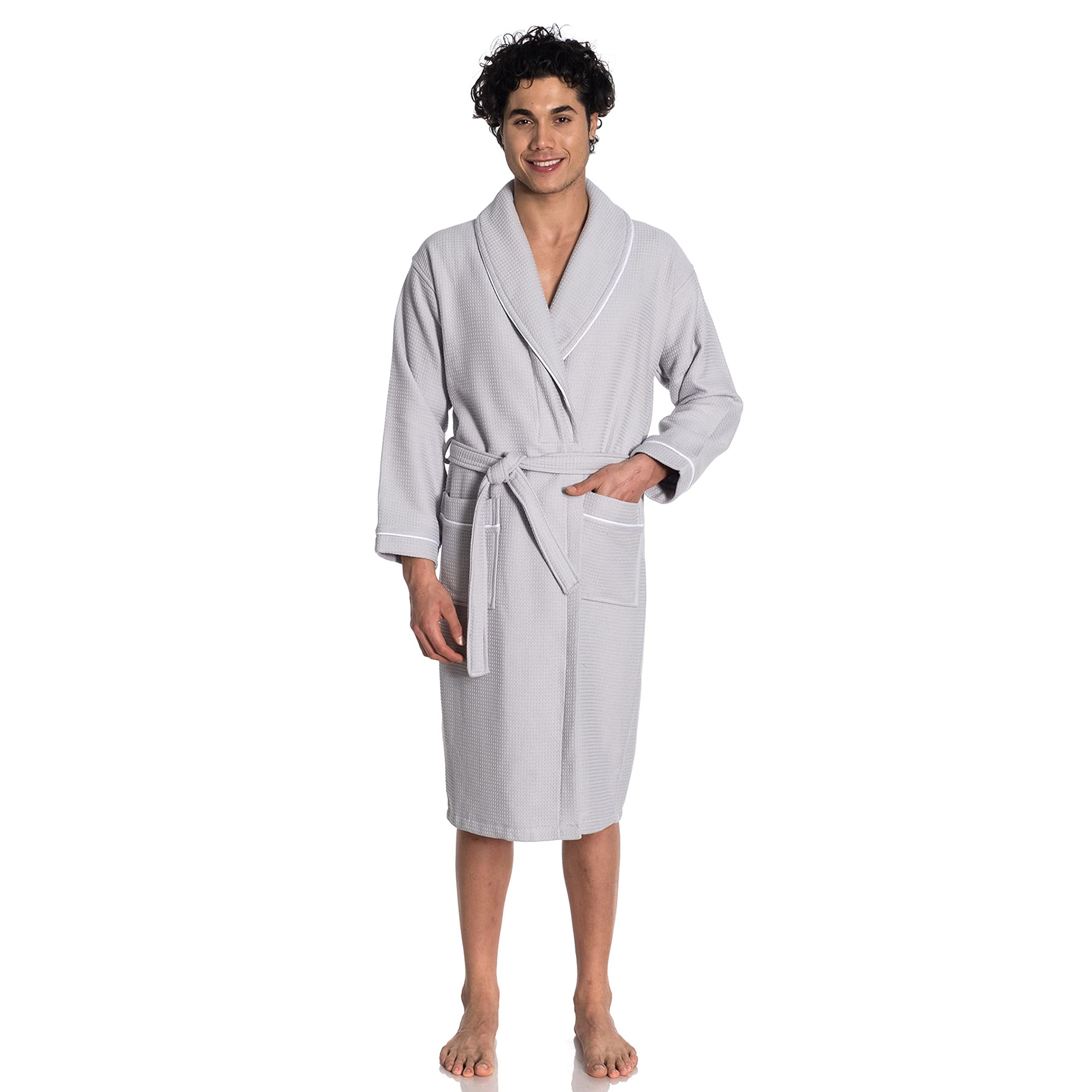 East'N Blue Waffle-Terry Knit Bathrobe | Shawl Collar Turkish Cotton Unisex Spa Robe | Soft & Absorbent for Home, Hotel & Spa Relaxation