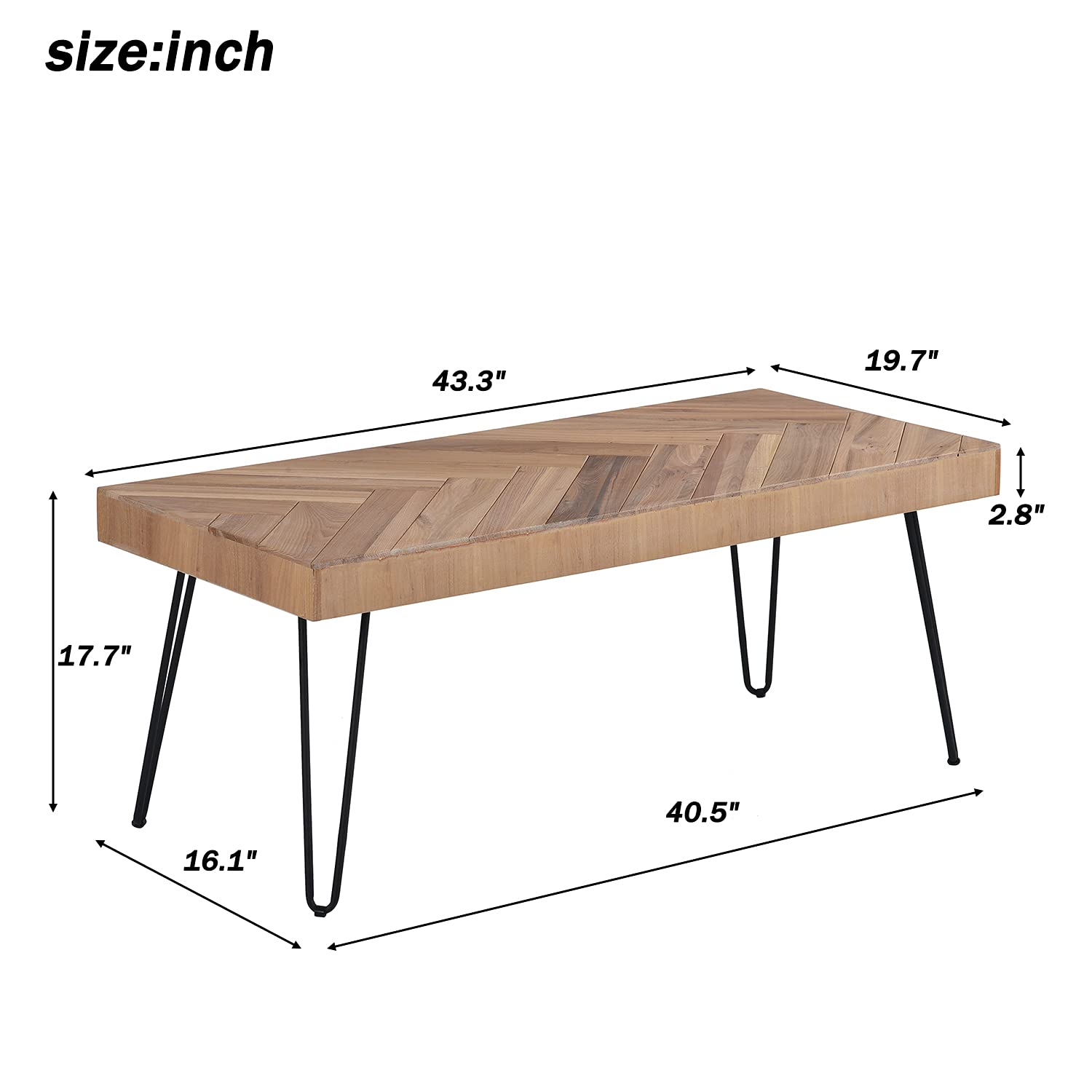 Modern Coffee Table with Metal Hairpin Legs - Wooden Accent Table for Living Room, Easy Assembly, Glossy Finish - Perfect for Home Decor, Lounge & Small Space Furniture