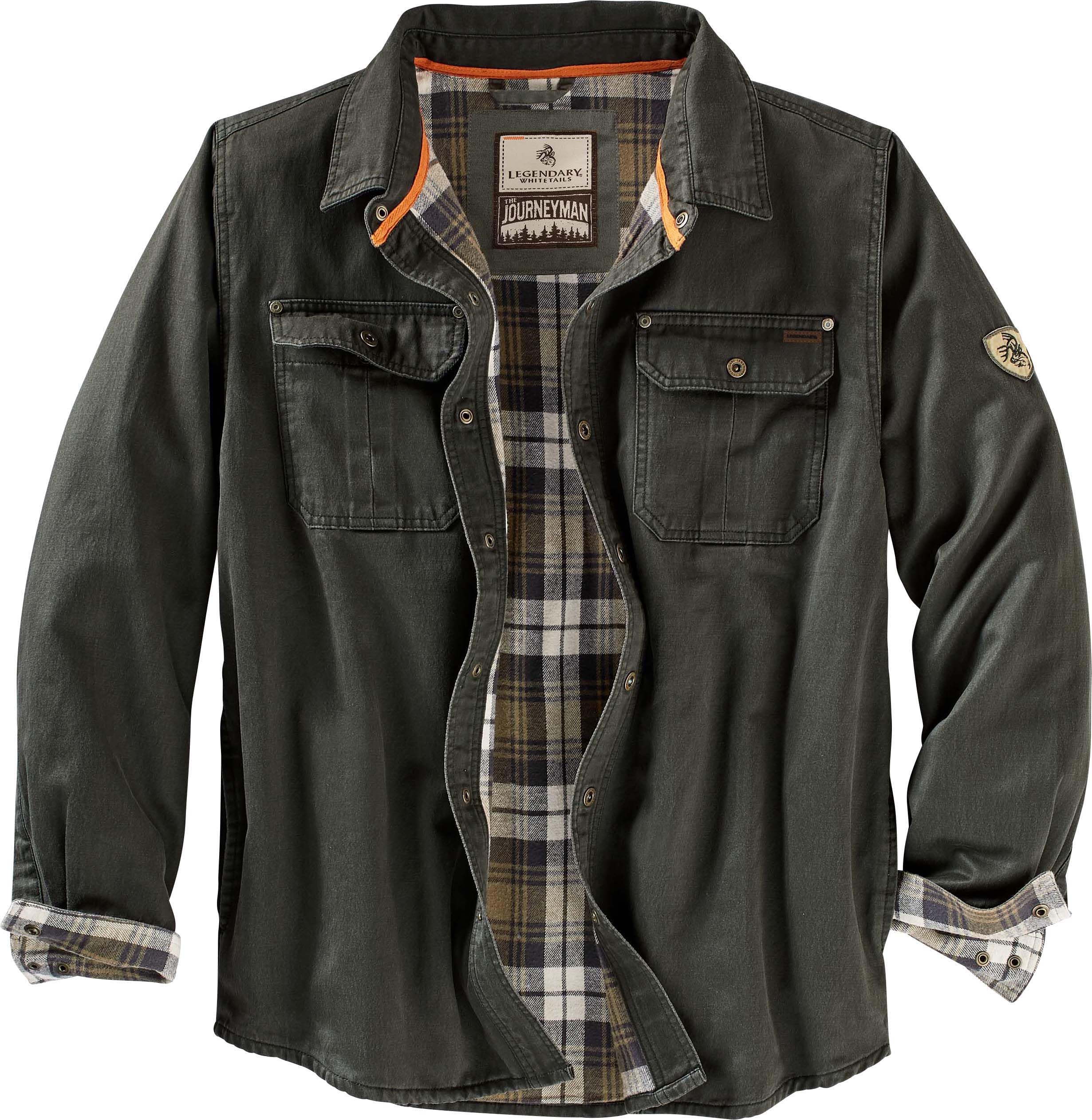 Legendary Whitetails Men's Journeyman Shirt Jacket - Flannel Lined Water-Resistant Shacket for Fall & Winter | Durable Outdoor Coat for Hunting, Camping & Casual Wear