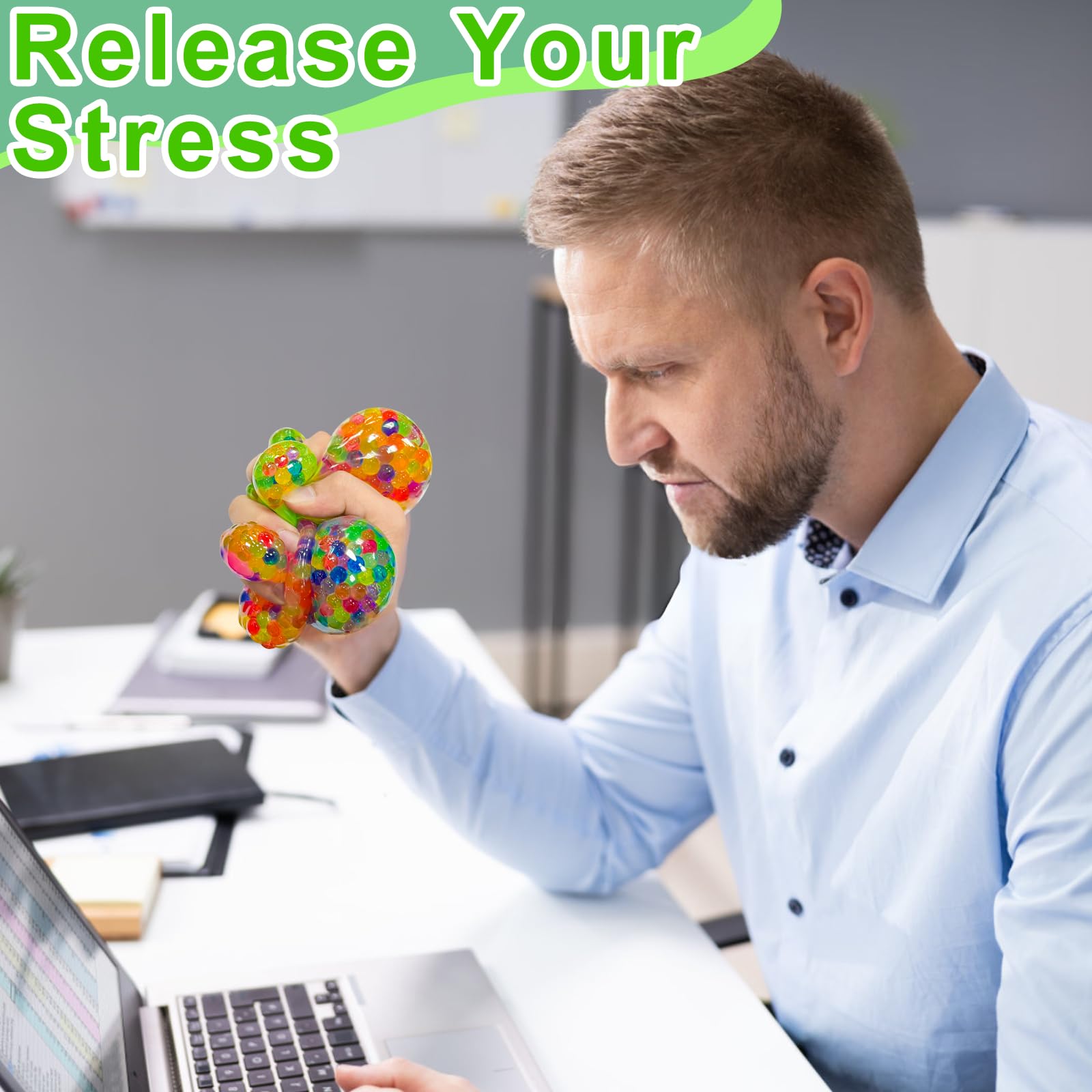 AMENON 12-Pack Light Up Easter Egg Fidget Stress Balls - Squishy Sensory Toys for Kids & Adults - Easter Basket Stuffers, Egg Hunt Party Favors & Stress Relief Gifts (Perfect for Classroom Rewards, Office Desk Toys & Anxiety Relief)