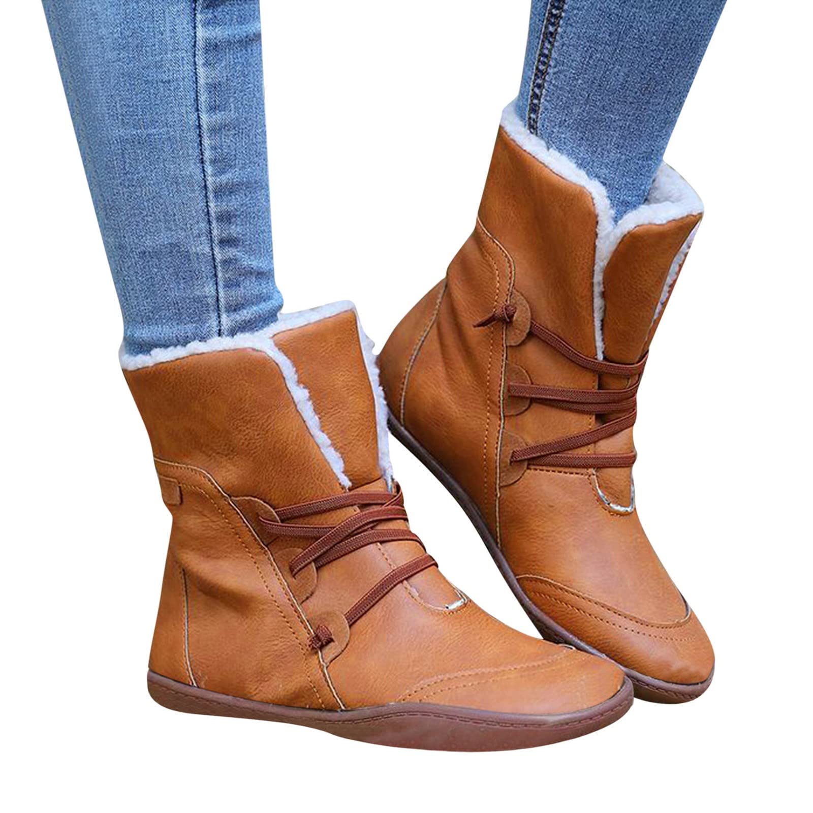 Women's Ankle Boots with Round Toe & Platform - Chunky Heel Motorcycle Boots for Casual, Party & Outdoor Wear | Lace-Up Strap Design for Comfort & Style