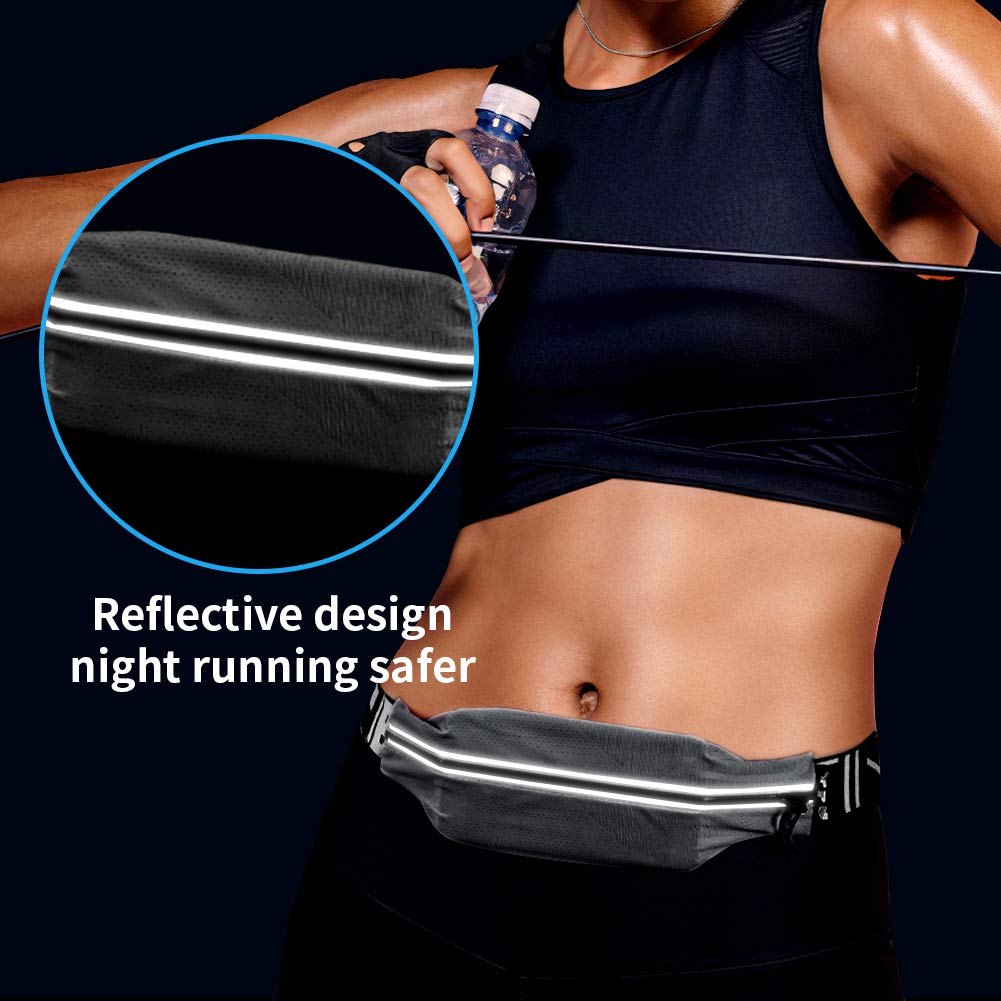 Running Waist Pack for Men & Women - Quick-Dry Water-Resistant No-Bounce Fitness Belt for Gym, Jogging, Hiking & Marathon - Perfect for Workouts, Travel & Outdoor Activities (Black)
