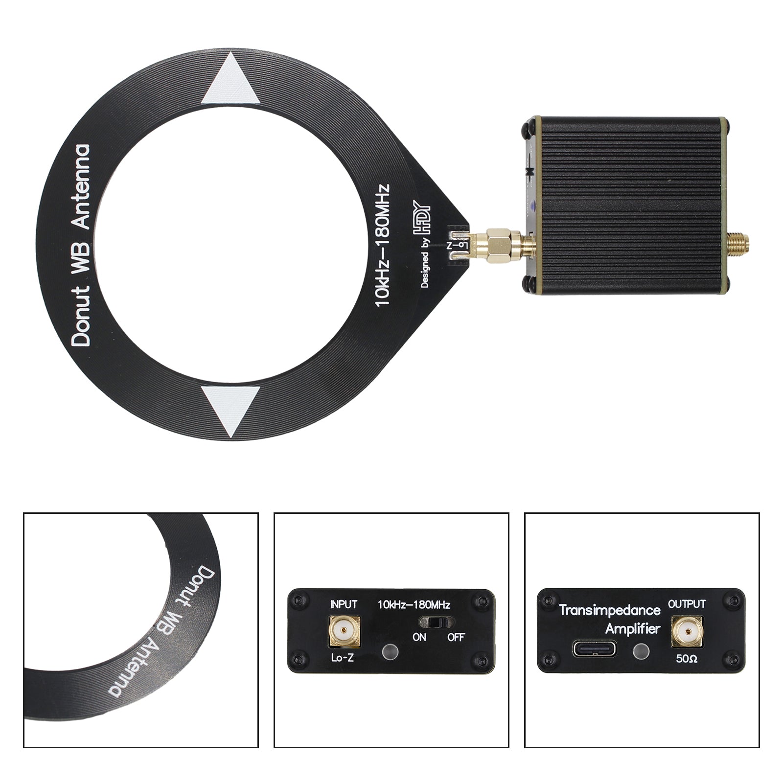 10Khz - 180Mhz Upgraded Donut Broadband Antenna with Low Impedance Converter - High Performance Signal Booster for Ham Radio, CB Radio & Marine Communication