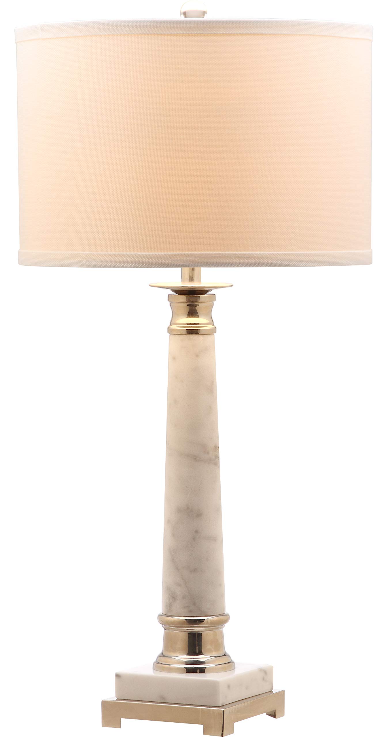 SAFAVIEH Lighting Colleen Modern White Marble 31-inch Table Lamp Set of 2 with LED Bulbs - Perfect for Bedroom, Living Room & Home Office Nightstand Lighting