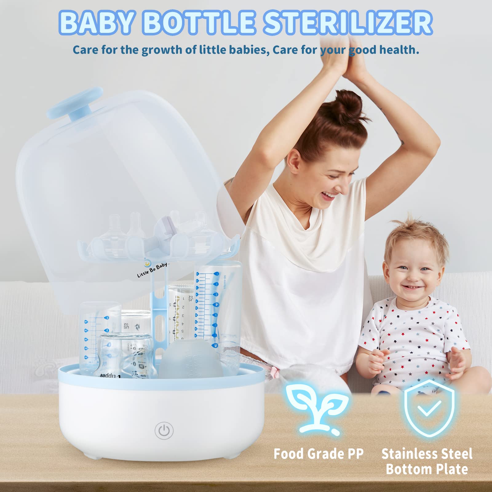 **Little Bo Baby Bottle Electric Steam Sterilizer – Large Capacity Universal Fit for All Bottles | Safe & Fast Sterilization for Baby Bottles, Pacifiers & Breast Pump Parts | Perfect for Home, Travel & Daycare Use**
