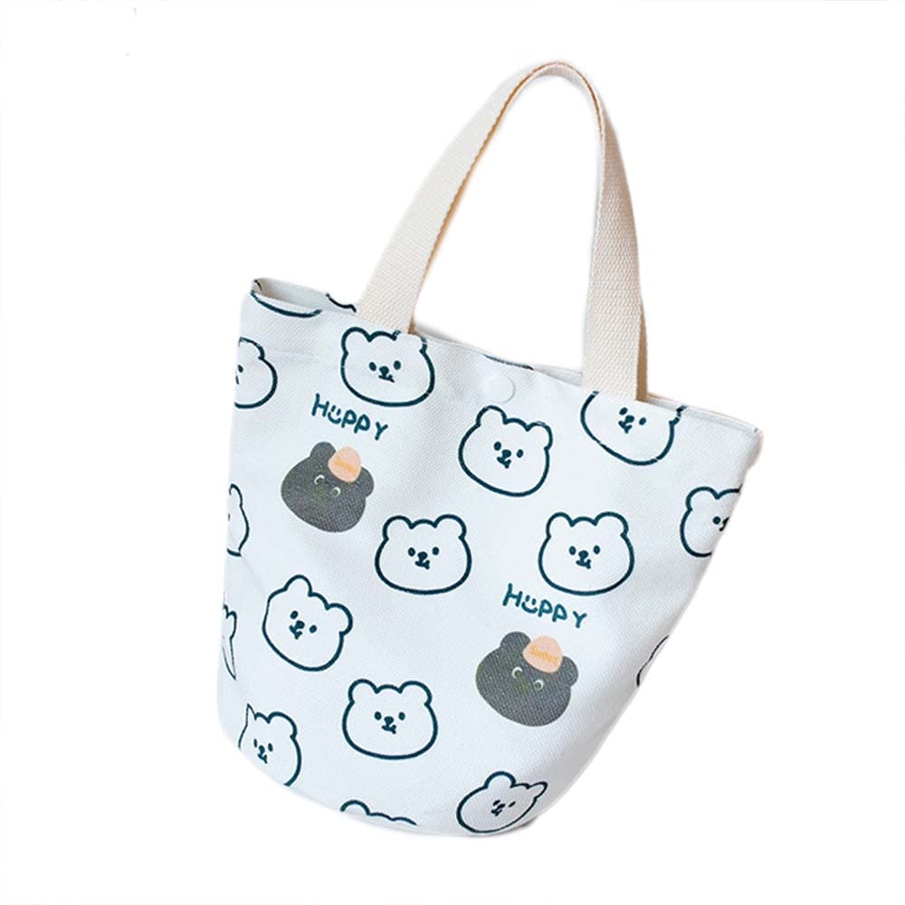 Cute Bunny Print Canvas Tote Bag - Kawaii Mini Shoulder Bag for Women & Girls - Y2K Aesthetic Grocery Shopping Bag - Perfect for School, Beach & Daily Use