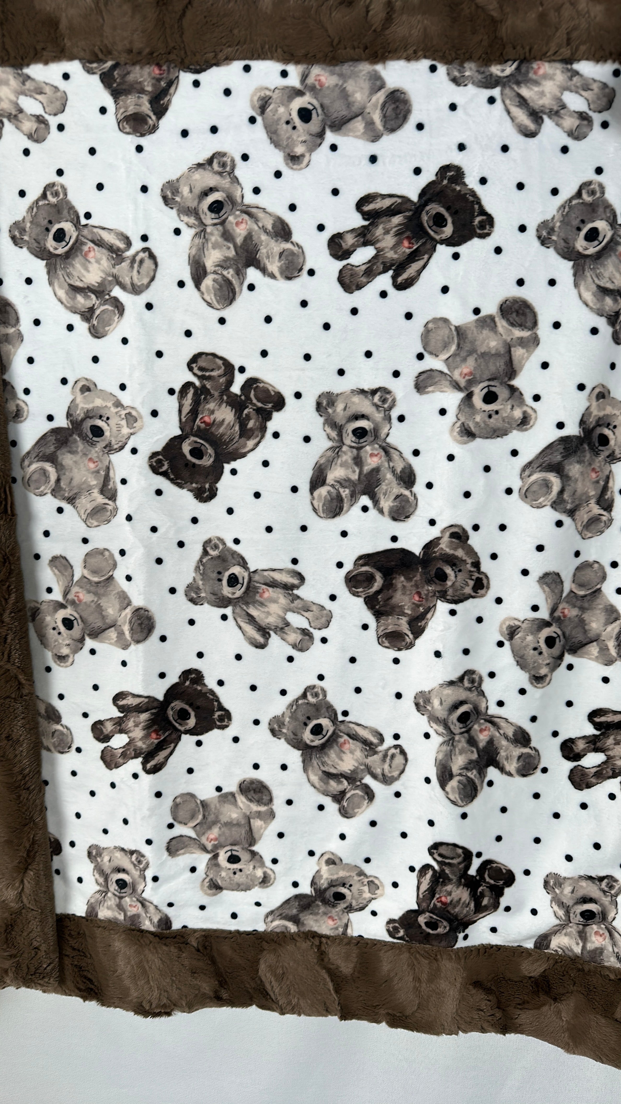 Soft Brown Luxe Minky Baby Blanket 34x41 - Cozy Teddy Bear Design for Nursery, Swaddling & Cuddle Time