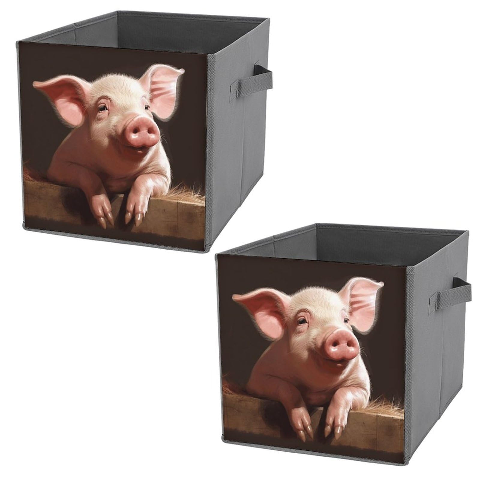 Foldable Storage Box with Cute Pig Print - Large Capacity Organizer for Clothes, Toys & Home Decor | Perfect for Bedroom, Closet & Kids Room Organization