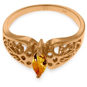 0.2 Carat 14K Solid Rose Gold Filigree Ring with Natural Citrine Gemstone - Elegant Jewelry for Women, Perfect for Weddings, Anniversaries & Special Occasions