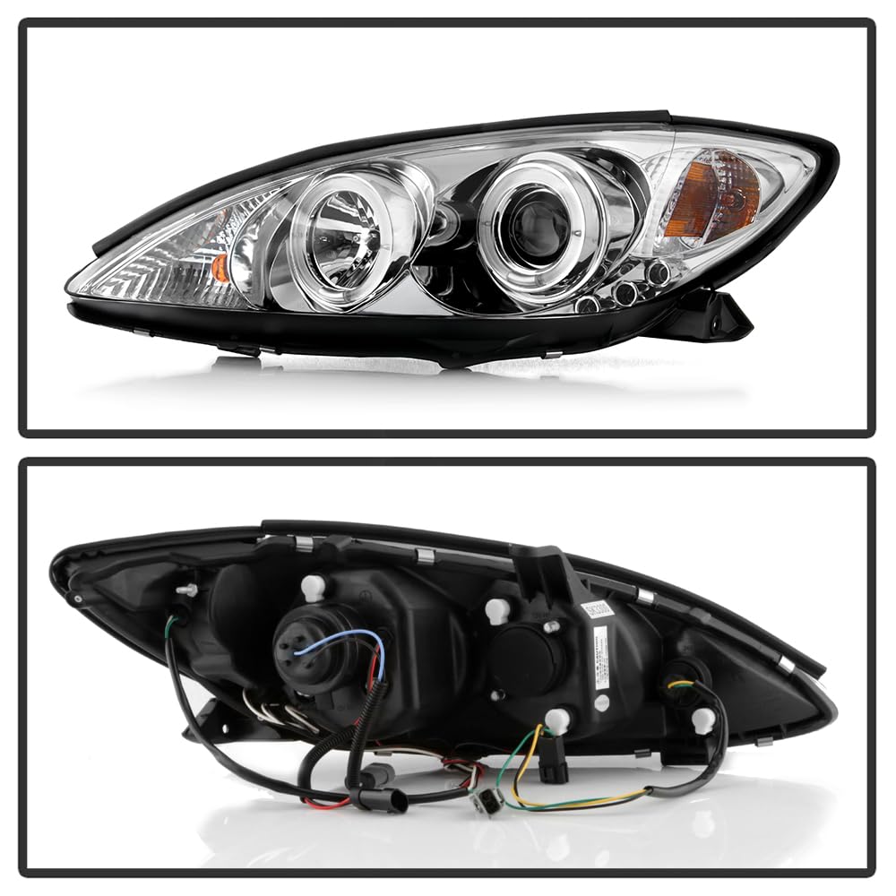 02-06 Toyota Camry LED Halo Headlights - Chrome/Clear Lens Replacement for Enhanced Night Visibility | Perfect for Off-Roading & Night Driving