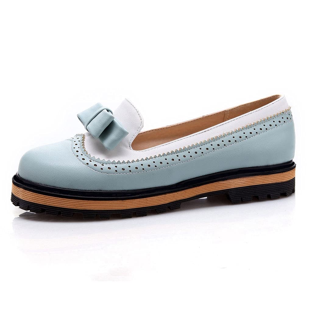 MIOKE Women's Classic Bowtie Slip-On Loafers - Round Toe Leather Ballet Flats with Pearl Accents for Comfort & Style | Perfect for Office, Wedding & Casual Outfits