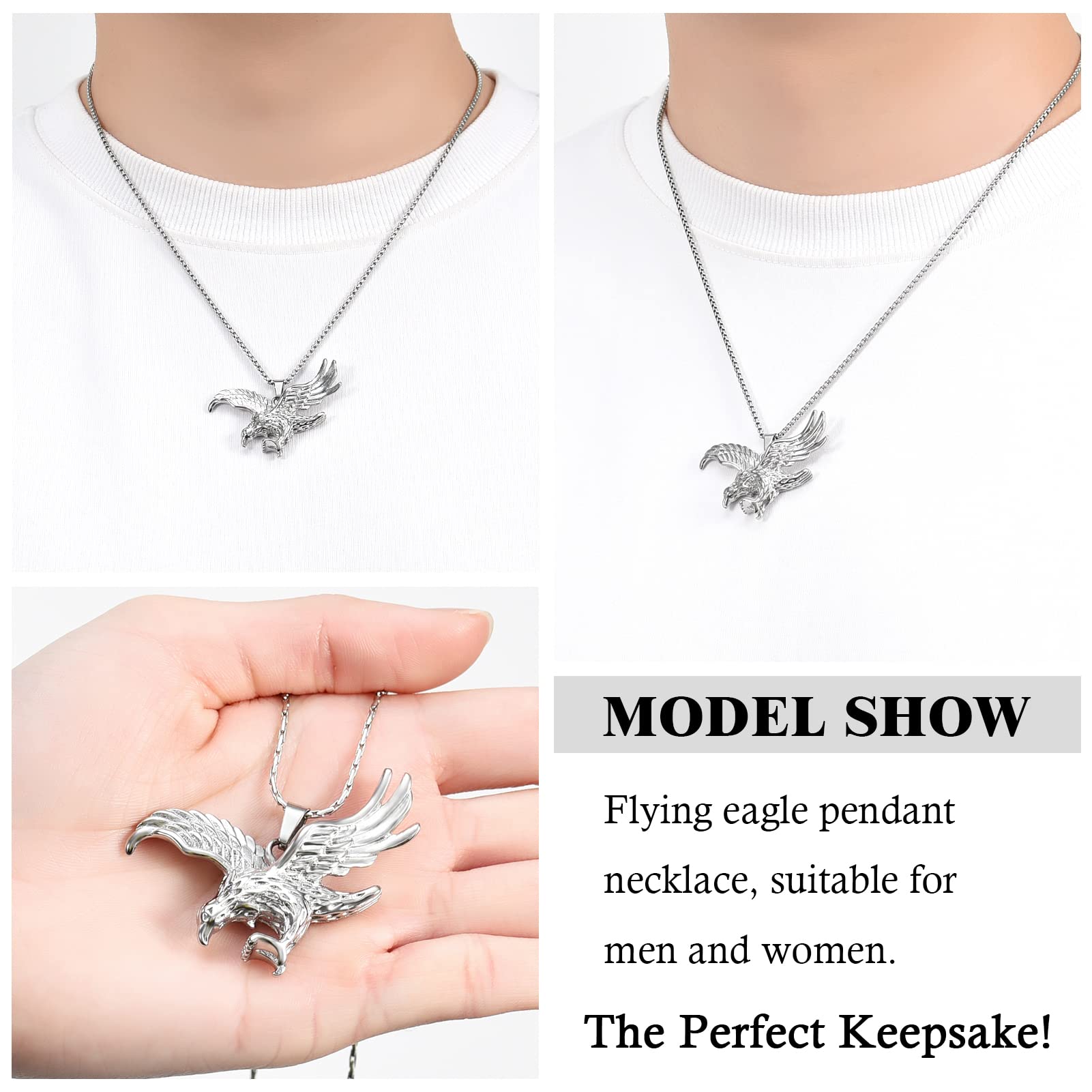 Stainless Steel Eagle Cremation Jewelry for Ashes - Memorial Urn Necklace for Loved Ones & Pets