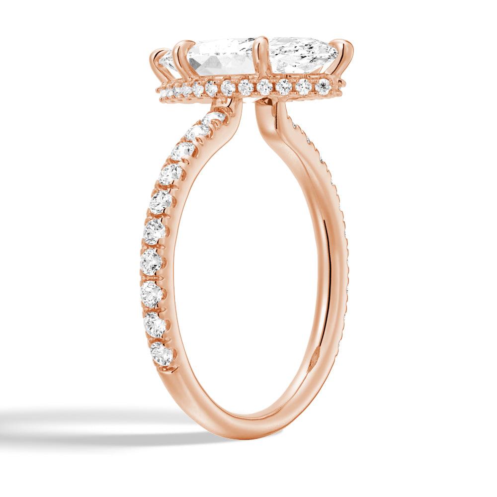 Exquisite French Pavé Marquise Moissanite Engagement Ring with Hidden Halo - Perfect for Proposals, Weddings & Anniversary Gifts | Ethical & Durable Alternative to Diamond