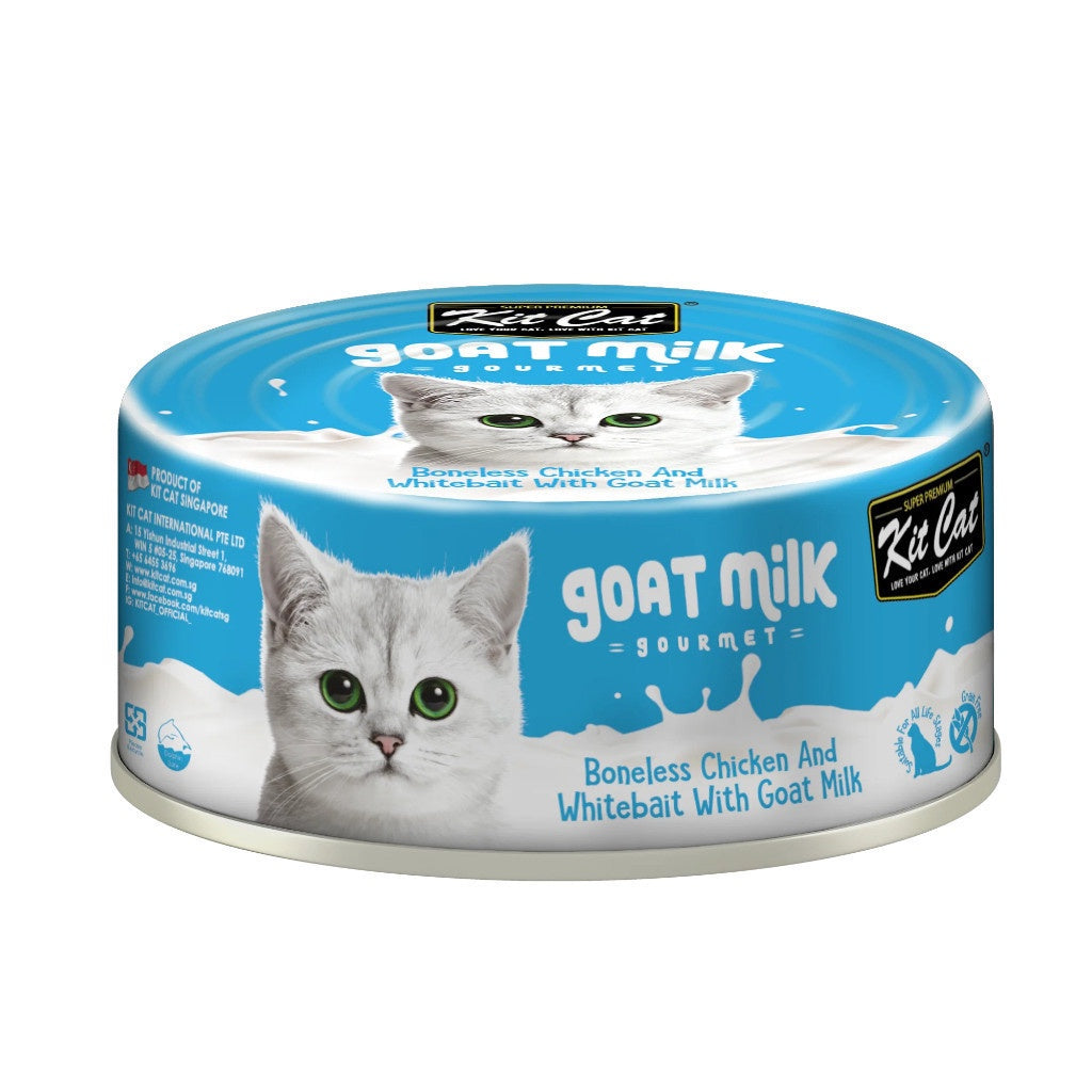 Premium Kit Cat Goat Milk Gourmet Wet Cat Food - 70g Can (12 Delicious Flavors) | High-Protein Meal for Adult & Senior Cats | Indoor & Outdoor Feline Nutrition