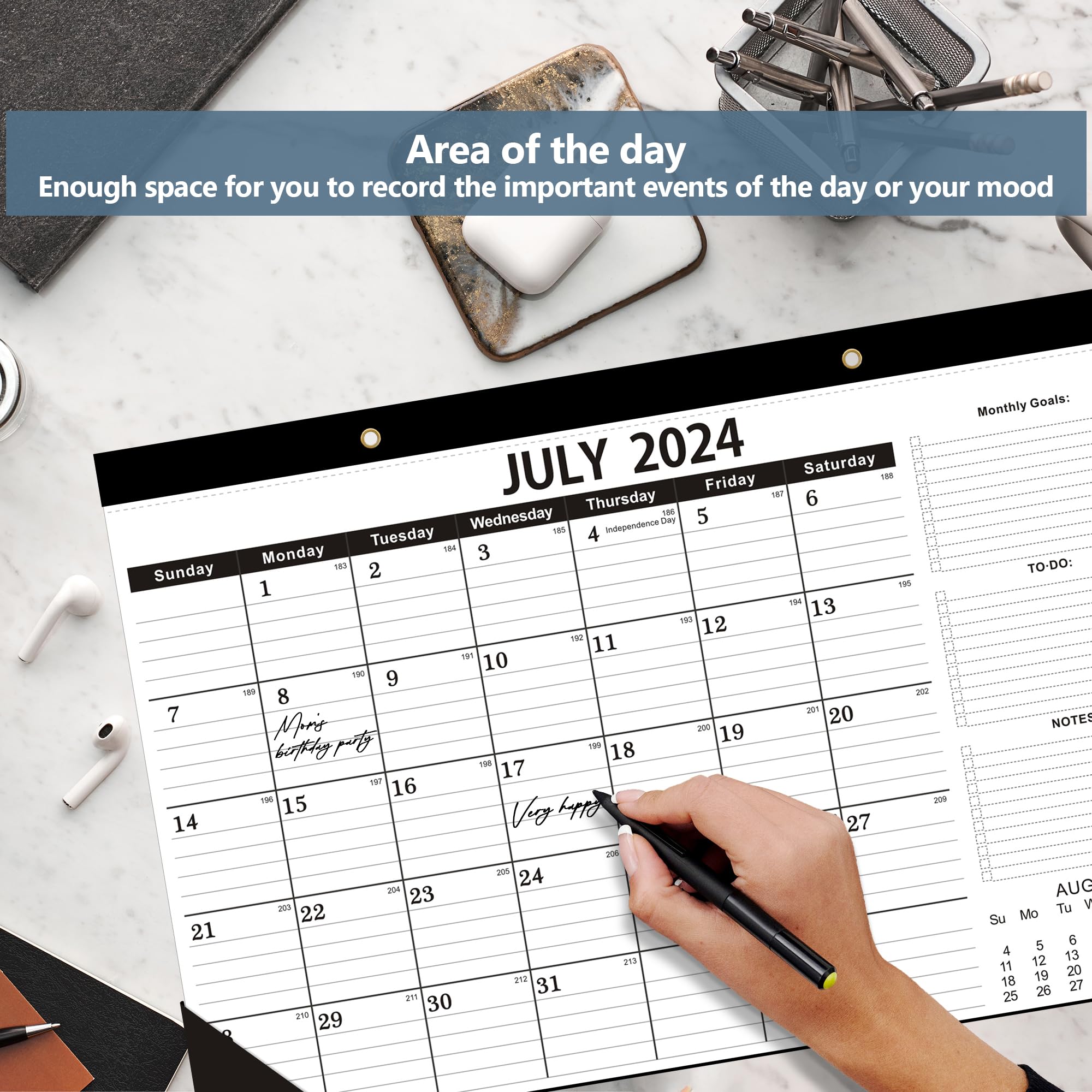2024-2025 Desk Calendar - 18 Month Planner from July 2024 to December 2025 | 12x17 Inch Large Format with Perforated Pages | Perfect for Classroom, Office & Family Planning (2-Pack)