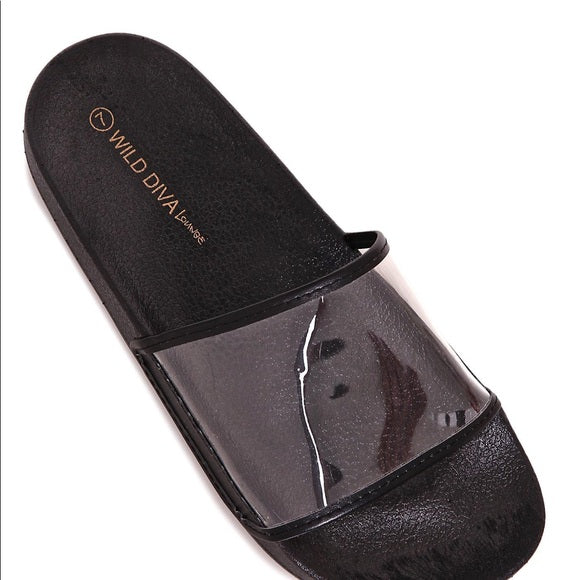 Black Clear Beach Slides for Men & Women - Comfortable Summer Sandals for Pool, Vacation, and Outdoor Walking