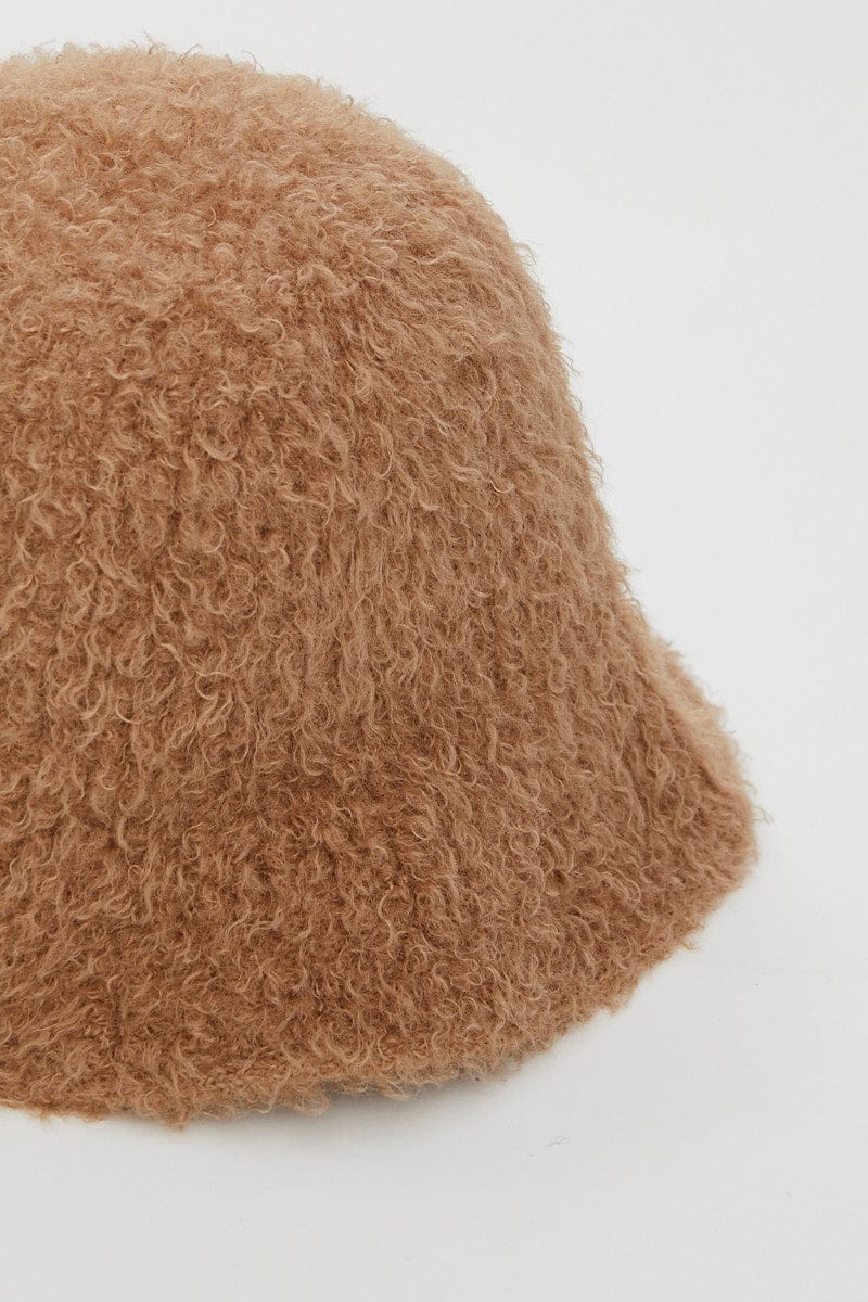 Beige Fuzzy Bucket Hat for Women - Soft Winter Warm Knit Slouchy Beanie with Pom Pom - Perfect for Outdoor Activities, Travel & Fashion