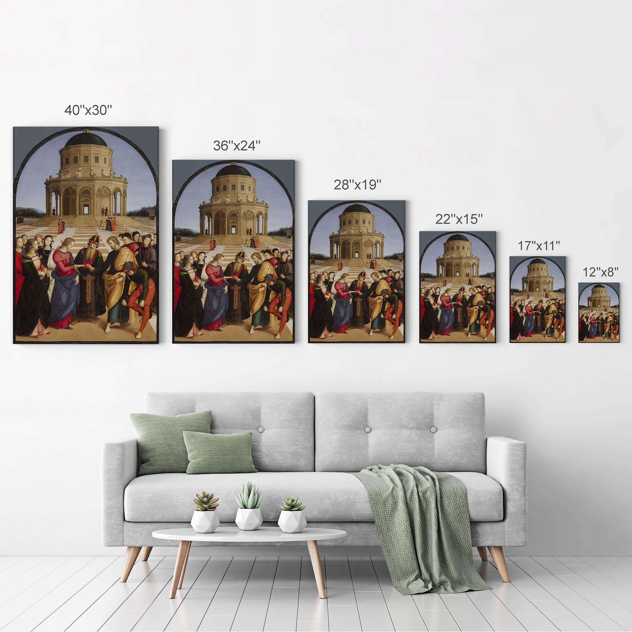 Raphael's The Marriage of the Virgin Canvas Print - Famous Renaissance Oil Painting Reproduction - 36x24 Inch Ready to Hang Wall Art - USA Made Home Decor for Living Room, Bedroom & Office