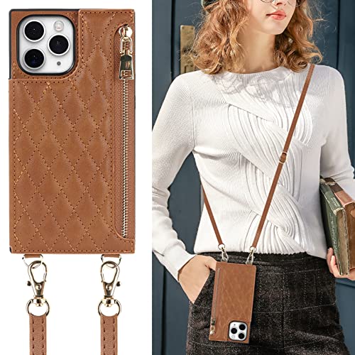 lattice Crossbody Zipper - Brown