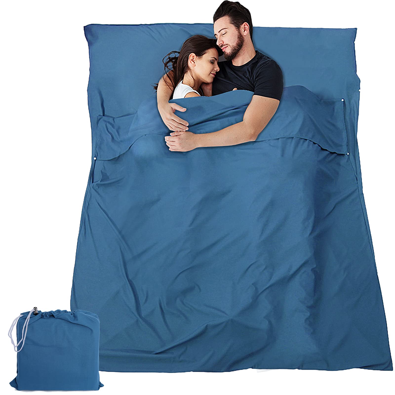 Lightweight Sleeping Bag Liner & Camping Sheet for Adults - Double Sleep Sack for Outdoor Travel, Hiking, Hotels & Picnics | Perfect for Backpacking, Camping Trips and Travel Comfort