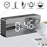 LED Digital Alarm Clock with Dimmer & Snooze for Bedroom & Travel