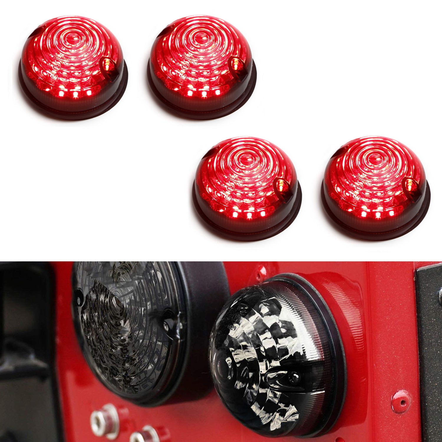 4pc Smoked LED Rear Turn Signal Brake Tail Light Kit for Land Rover Defender 2 & 3 - Upgrade Your Off-Road Vehicle with Durable, High-Visibility Lighting for Night Driving and Adventure