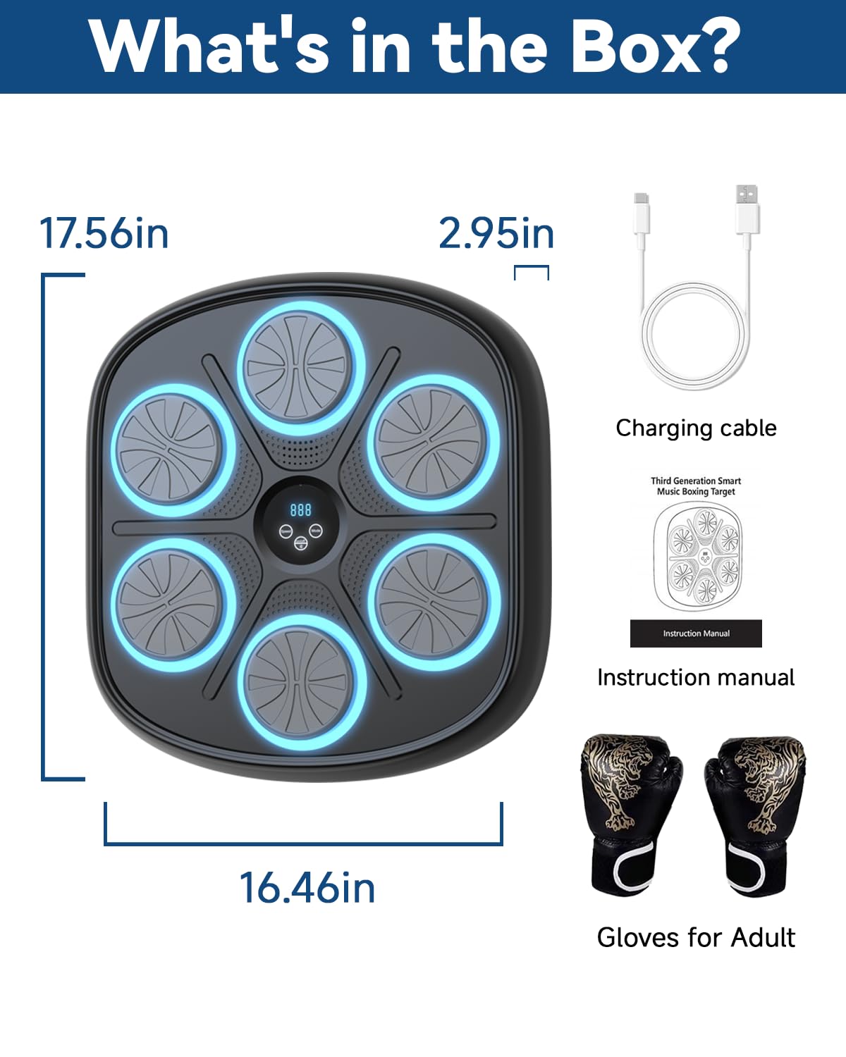 Smart Bluetooth Boxing Machine for Adults & Kids - Music Boxing Trainer with Gloves, Wall Mount Punching Bag for Home & Gym Workouts | Perfect for Fitness Training, Stress Relief & Family Fun