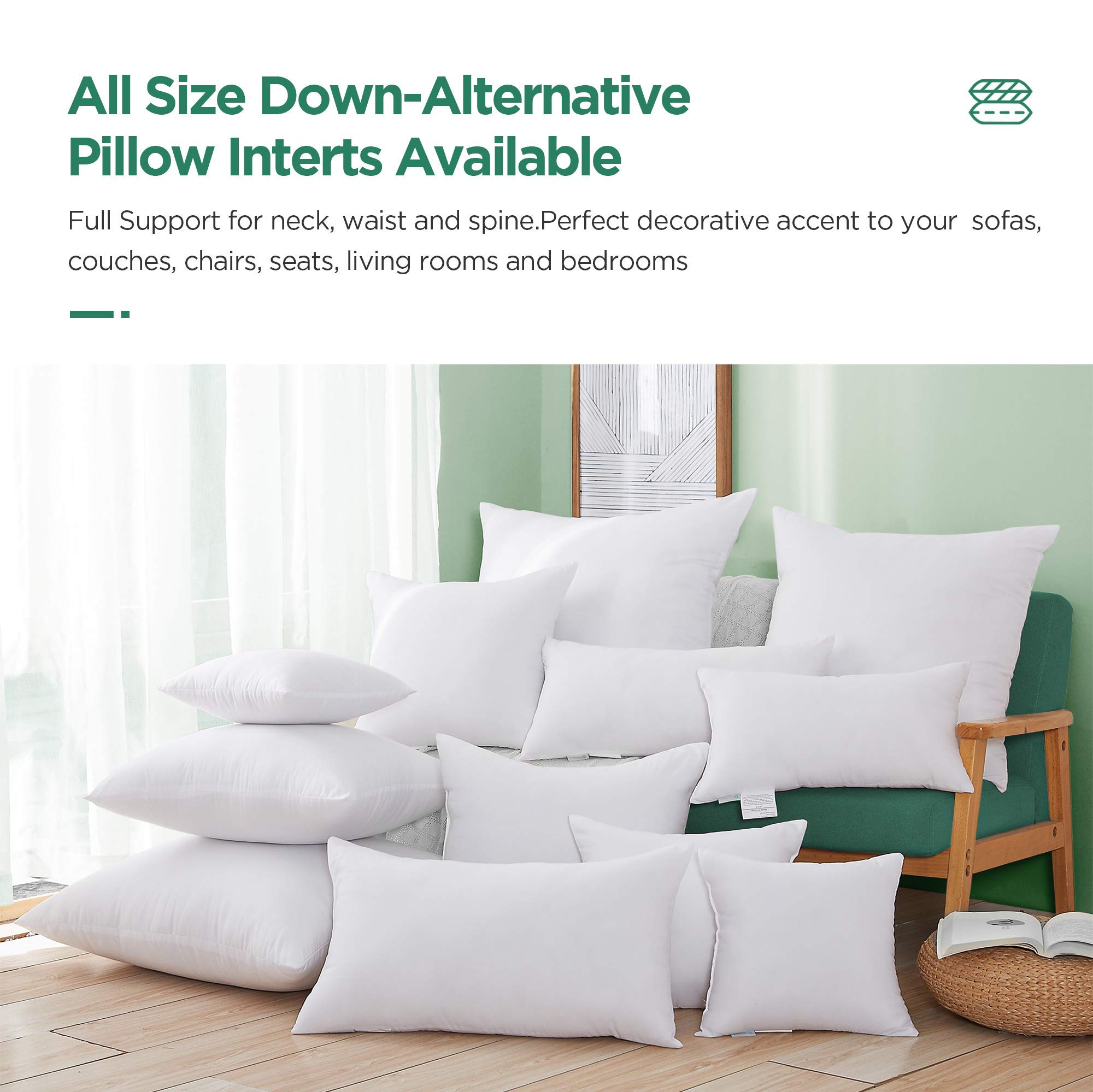 Acanva Premium 24x24 Inch Decorative Square Throw Pillow Inserts (4-Pack) - Soft White Couch Pillows for Sofa, Bed & Chairs - Perfect for Living Room Decor, Home Styling and Cozy Comfort