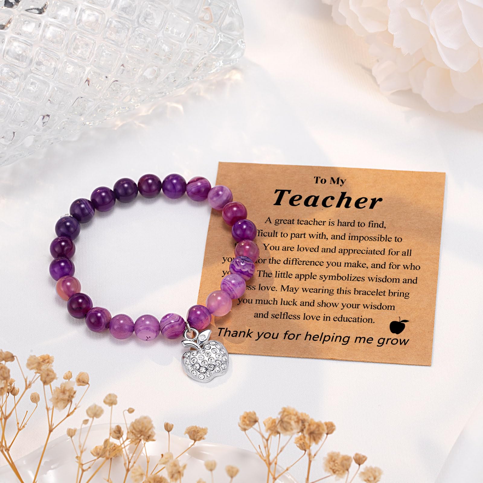 UPROMI Stretch Bracelet for Women - Teacher Appreciation Gift, Birthday, Retirement, Thank You Present - Perfect for Teachers Day, Classroom, School Events