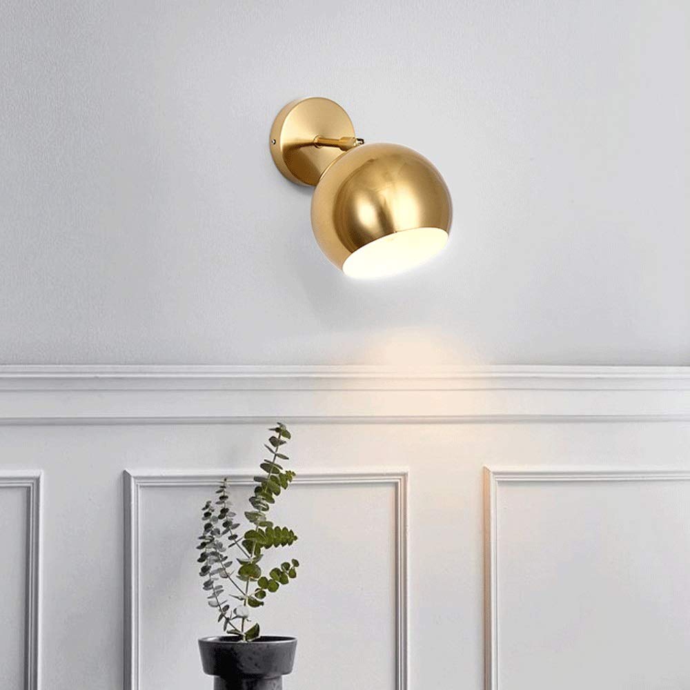 Golden Adjustable Wall Sconce Light Fixture - Modern E27 Wall Lamp for Bedroom, Living Room & Study - Dimmable Reading Light & Night Light for Bedside, Children's Room & Home Decor
