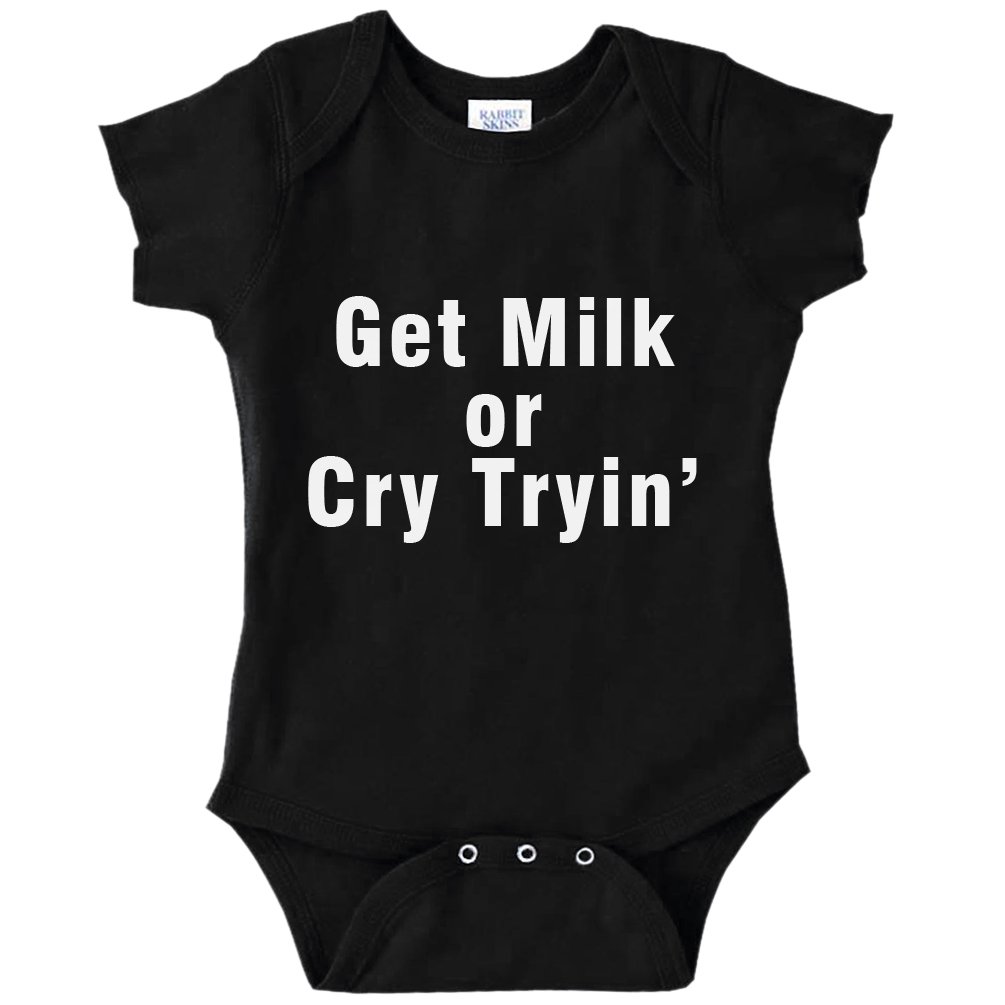 Funny Baby Bodysuit with 'Get Milk Or Cry Tryin' Decal Serpent Design - Cute Infant Onesie for Playtime, Photo Shoots & Everyday Outfits