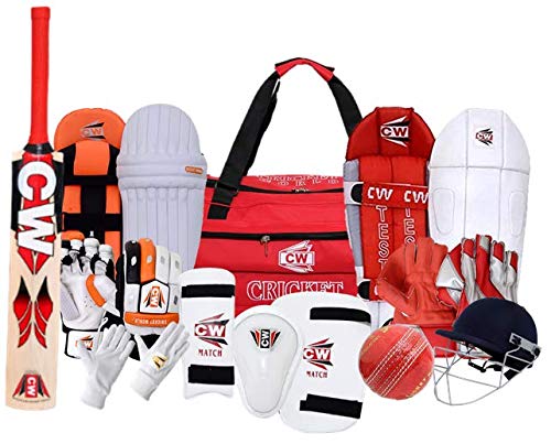Premium Kashmir Willow Cricket Bat Set - Full Size Cricket Equipment with Batting & Keeping Gear for Men | Practice, Training & Match Play | Ideal for Cricket Enthusiasts & Professional Players