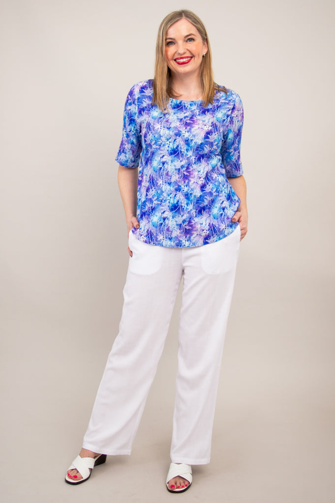 Liza Top - Stylish Dotty Print Linen Bamboo Blend Women's Blouse for Casual Wear & Summer Outfits
