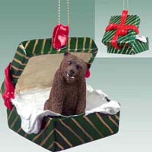 Bear Grizzly Gift Box - Green Christmas Ornament for Tree Decorations, Holiday Gifts & Home Decor
