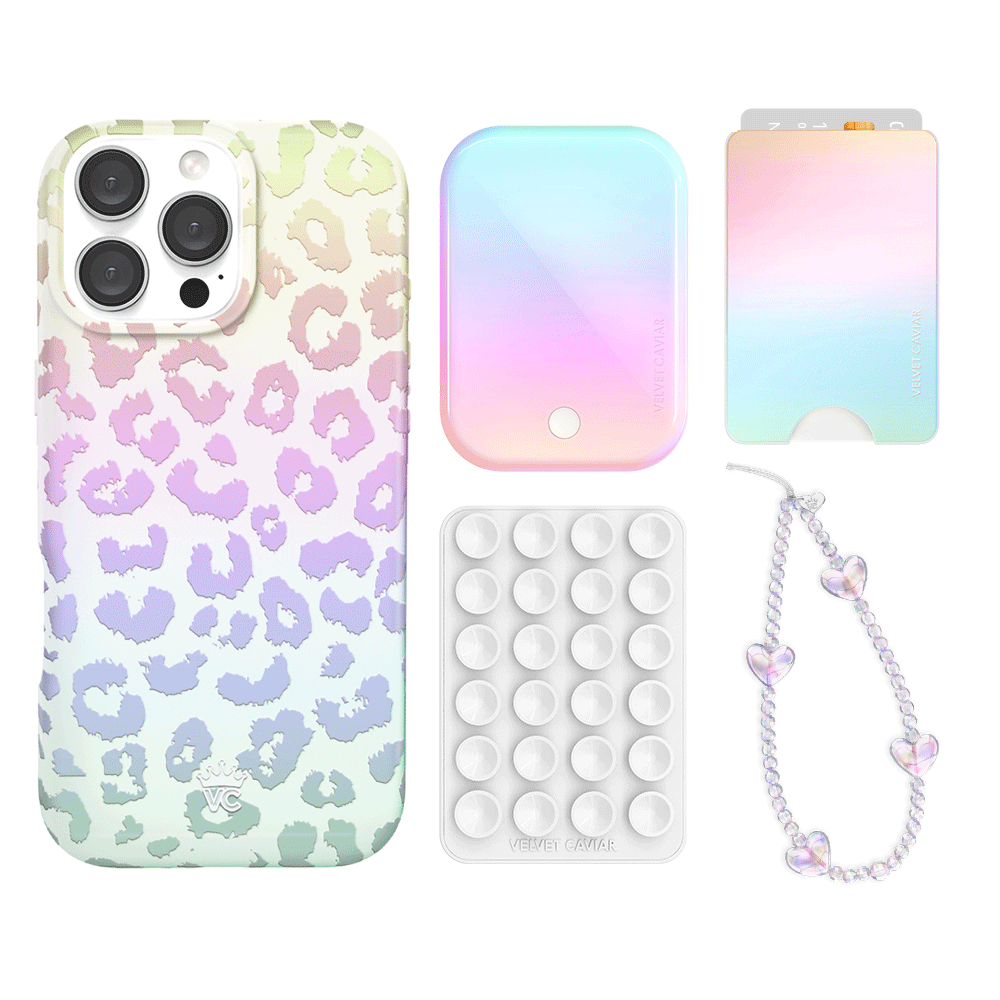 White Opal Leopard Print iPhone Case with Wallet Holder - Stylish Phone Accessory for Women, Girls | Perfect for Everyday Use, Travel & Shopping