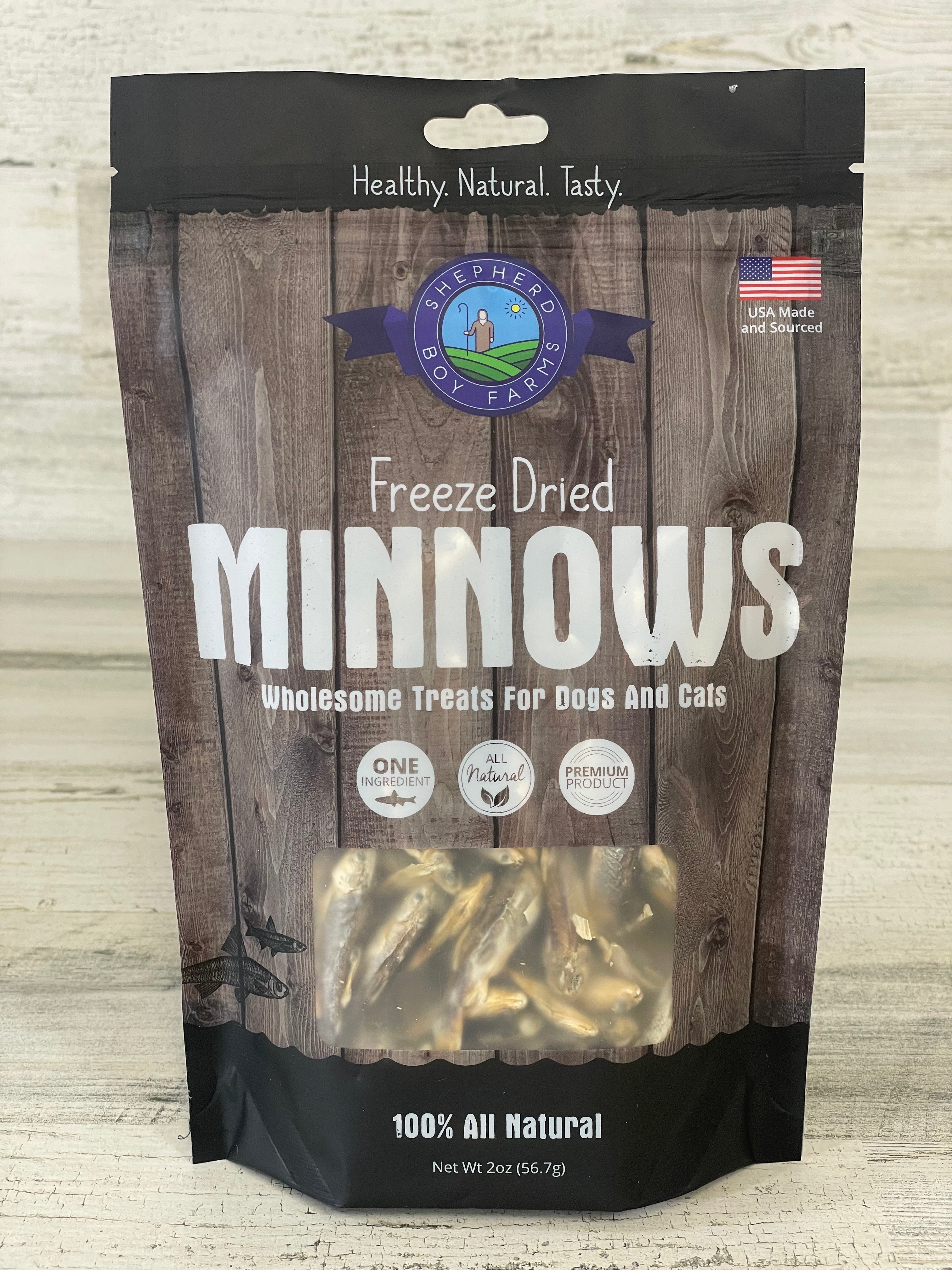 Shepherd Boy Farms Freeze Dried Minnows Dog Treats - 2oz Natural Protein Snacks for Small & Large Dogs - Perfect for Training Rewards and Dental Health