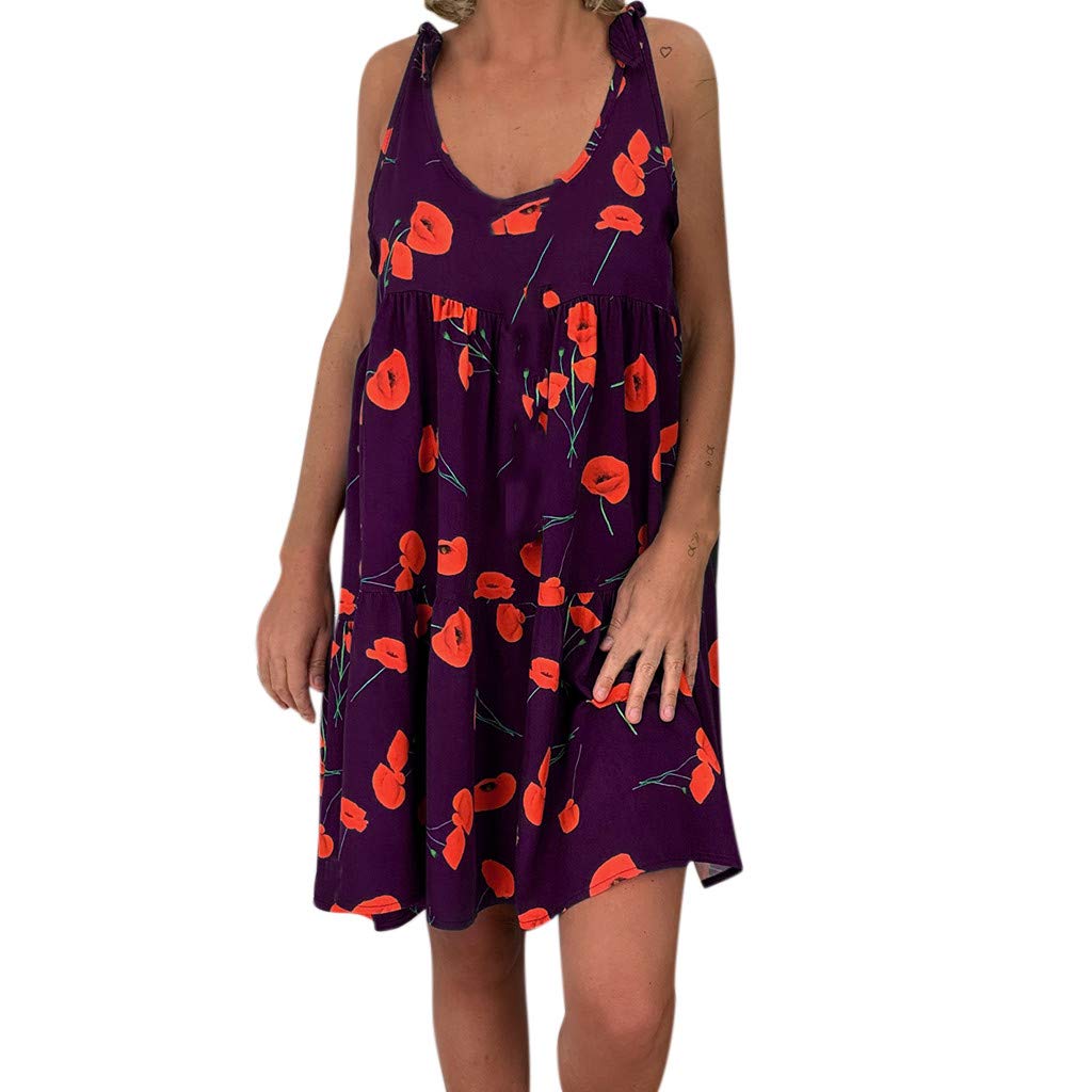 VIVIYY Women's Leopard Print Sleeveless Bandage Mini Dress - Sexy Loose Summer Dress for Women, Perfect for Beach Vacation, Party & Night Out
