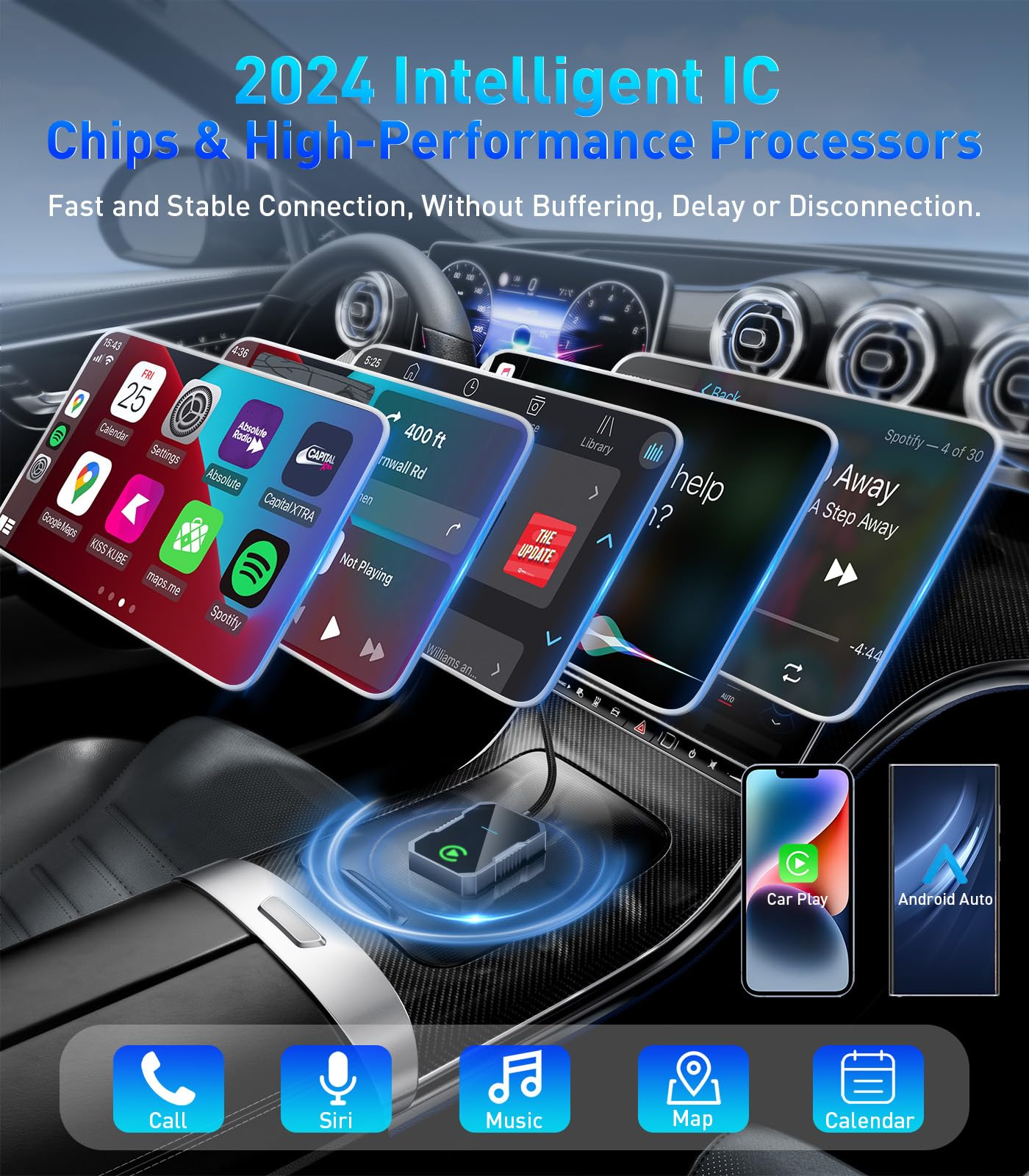 2024 Upgraded Reborn Wireless CarPlay Adapter - Convert Wired to Wireless Apple CarPlay for iPhone & Android | Plug & Play | Compatible with Cars Since 2016, iOS 10+, Android 11+ | Perfect for Commuting, Road Trips & Hands-Free Driving
