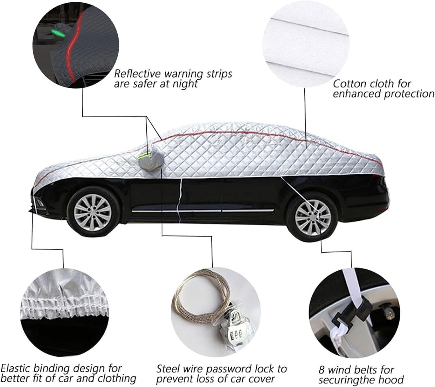 Kia EV6 Hail Protection Car Cover 2022-2024 Model - Heavy Duty Weatherproof Vehicle Cover with Reflective Strips (Silver) - Perfect for Parking Lot, Garage & Outdoor Storm Protection