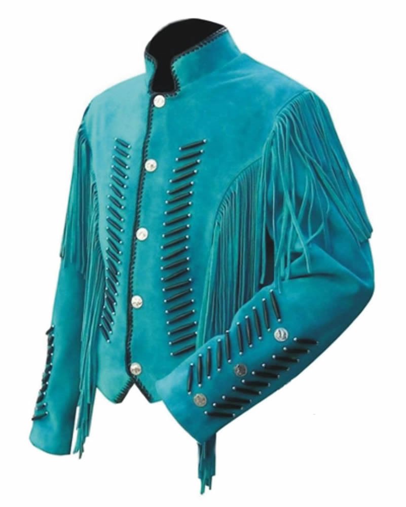 Women's Western Leather Jacket Turquoise - Stylish Cowgirl Coat for Rodeo, Country Music Festivals & Outdoor Adventures