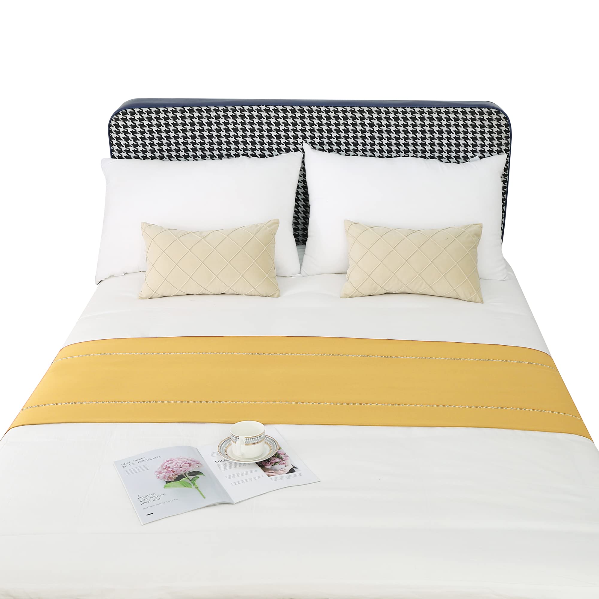 210 x 50 cm Gold Bed Runner for Queen & Full Size Beds - Luxury Bed Throw for Foot of Bed, Bedroom Decor, Hotel & Wedding Room Styling - Perfect for Master Bedrooms, Guest Rooms & Special Occasions