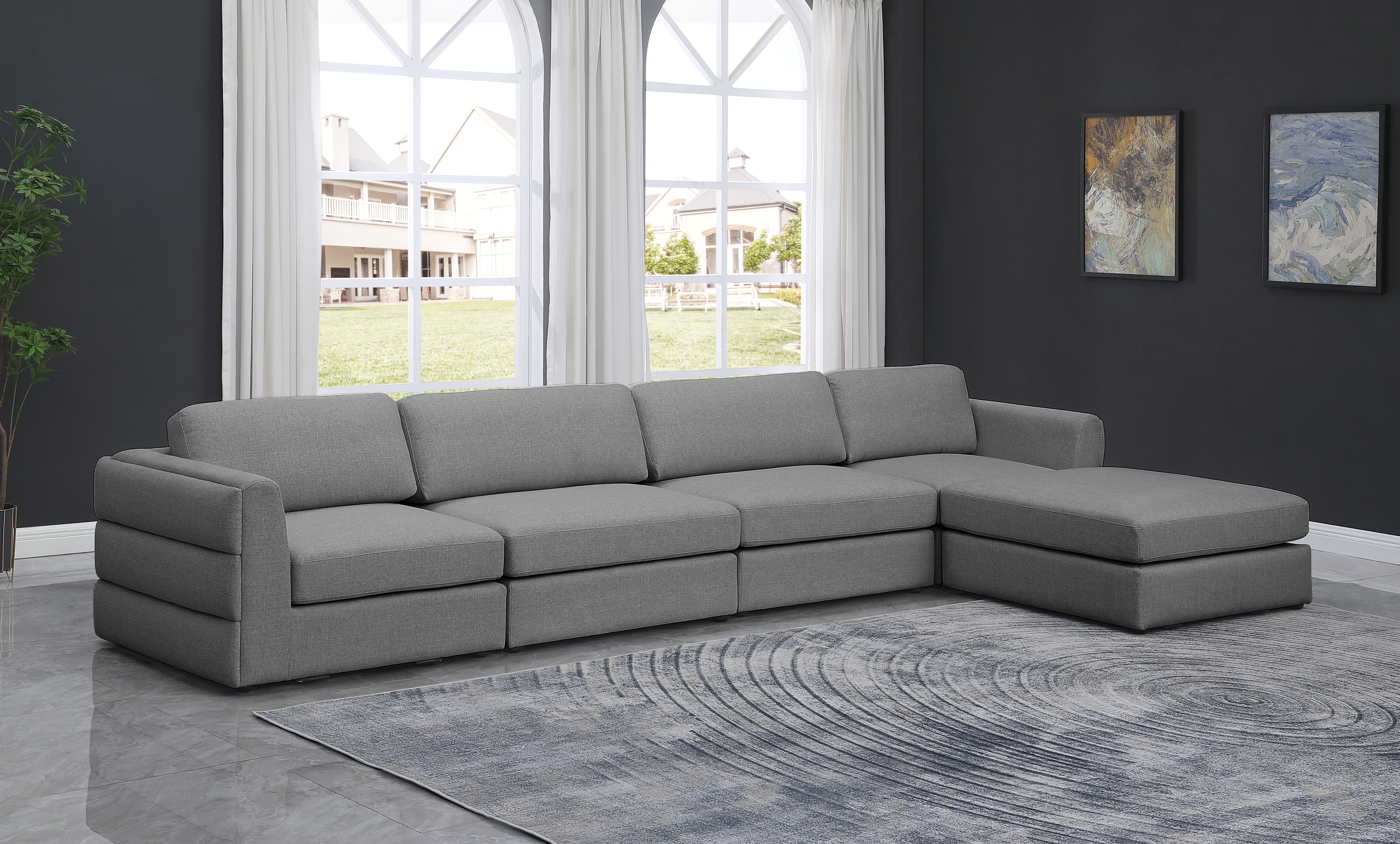 Beckham Durable Linen Textured Fabric Modular Sectional Sofa - Modern Living Room Furniture for Home Theater, Family Gatherings & Cozy Relaxation