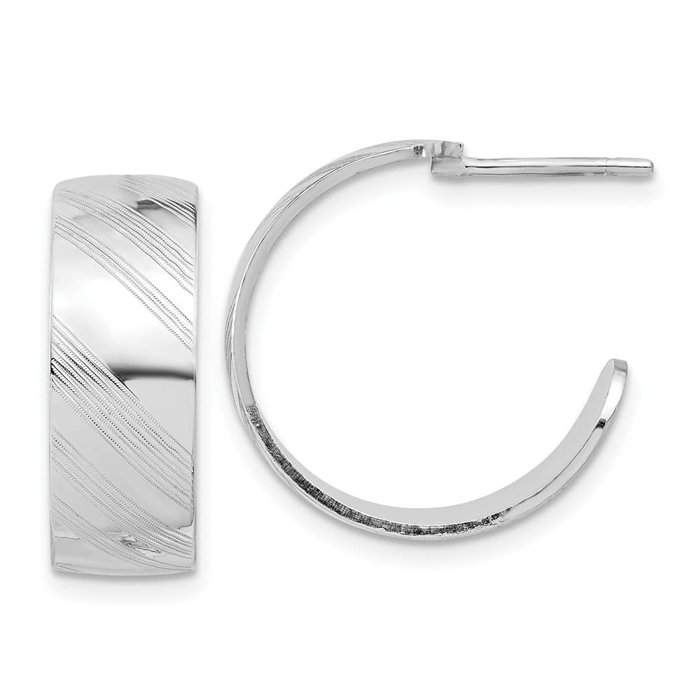 Sterling Silver Etched Stripe Hoop Earrings for Women - 0.77 Inch Length, 0.75 Inch Width - Elegant Dangle Earrings for Everyday Wear, Parties & Gifts