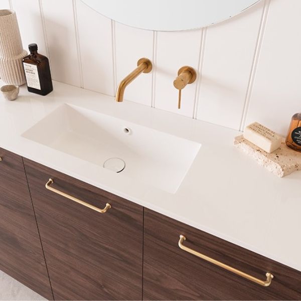 ADP Glacier Lite Ceramic Top Ensuite Trio Vanity Set - Modern Bathroom Vanity with Sink and Mirror for Small Spaces, Perfect for Apartments, Condos & Guest Bathrooms