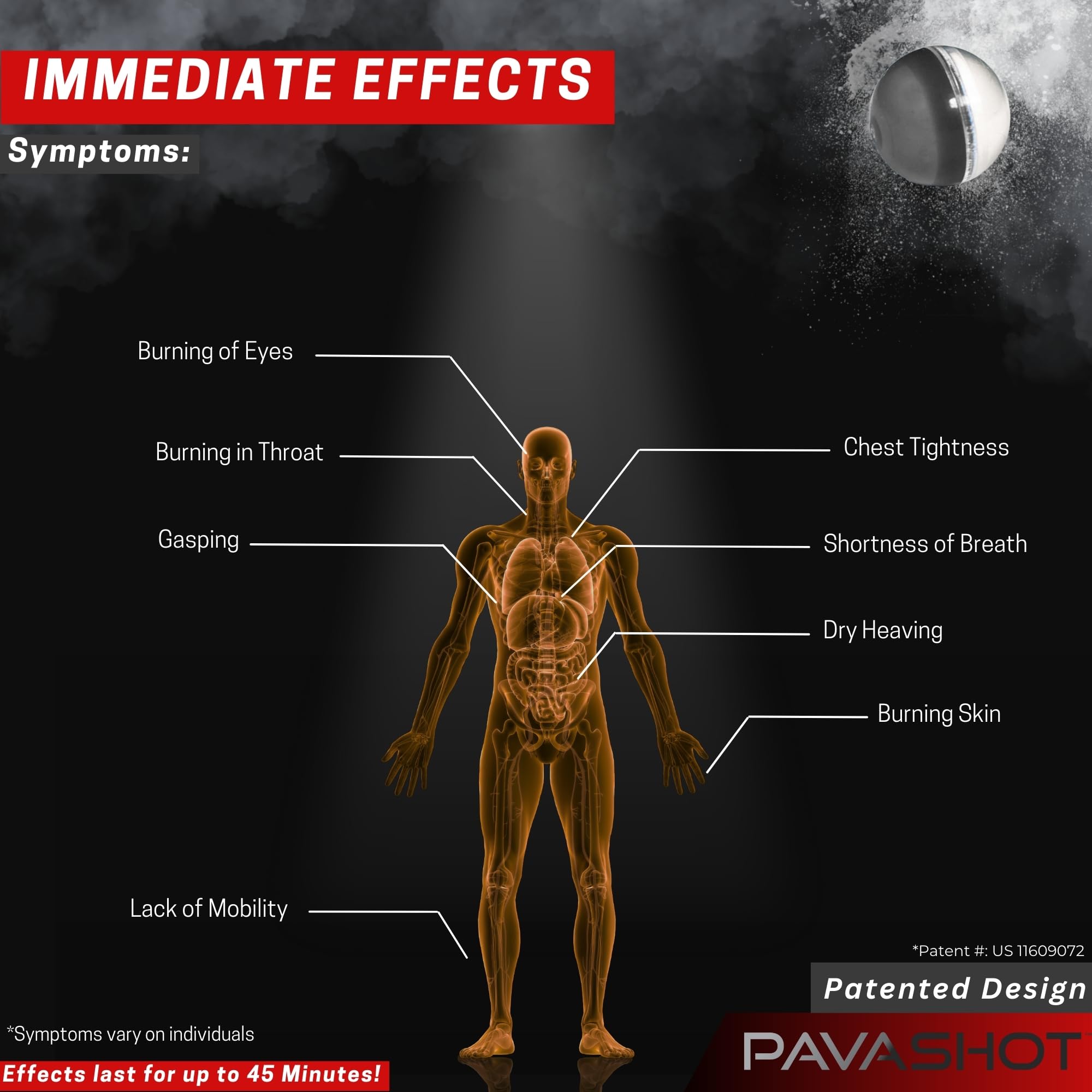 PavaBall - Police Grade .68 Caliber Pepper Projectiles with 2% Capsaicin | Non-Lethal Self Defense Ammo | 10 Count PAVA & Capsaicin Powder Balls (C2 Live) for Home Security, Riot Control & Personal Protection